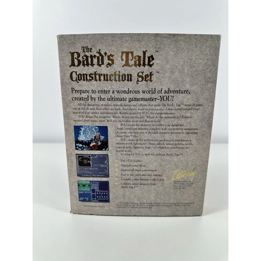 The Bard's Tale Construction Set IBM PC 1991 Interplay Big Box